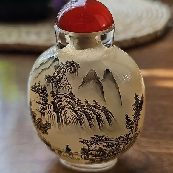 Vintage Chinese Reverse Painted Glass Snuff Bottle - Picture 9 of 12